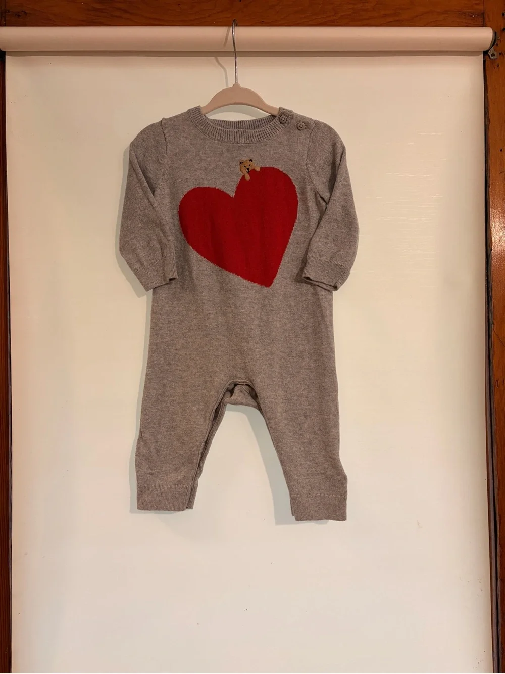 GAP Gray Knit One-Piece with Red Heart